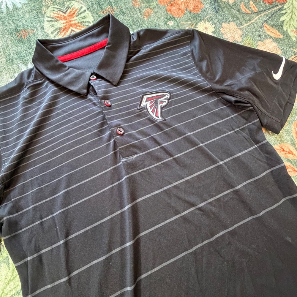 Nike‎ Atlanta Falcons Mens Small Black Dri-FIT On-Field Apparel Polo Shirt NFL
